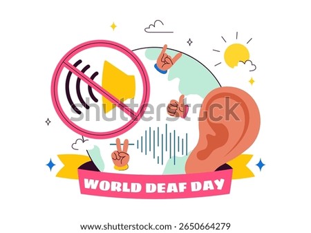World Day of the Deaf Vector Illustration on September 26 to Raise Awareness About Hearing Loss Prevention and Ear Treatment in a Flat Background