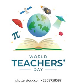 World Teachers’ Day design template good for celebration usage. Teachers' day illustratuion design. globe book had education vector design. vector eps 10.