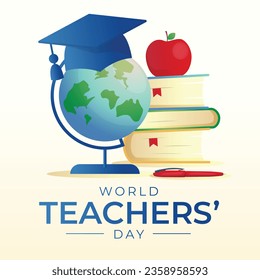 World Teachers’ Day design template good for celebration usage. Teachers' day illustratuion design. globe book had education vector design. vector eps 10.