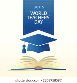 World Teachers’ Day design template good for celebration usage. Teachers' day illustratuion design. globe book had education vector design. vector eps 10.