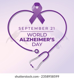 World Alzheimer’s Day design template good for celebration usage. purple ribbon vector illustration. ribbon vector illustration. vector eps 10.