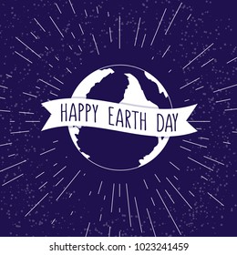 World day of the earth. Vector image for banner design, poster, posters, greeting card. Emblem with text on the globe. Call for attention to the problems of the surrounding world, ecology.