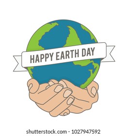 world day of the earth. Vector image for banner design, poster, posters, greeting card. The globe is in the hands of man. Call for attention to the problems of the surrounding world, ecology.