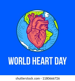 World day of heart concept background. Hand drawn illustration of world day of heart vector concept background for web design