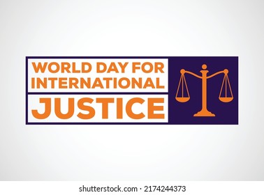 World Day for International Justice, 3d justice hammer and scales vector illustration