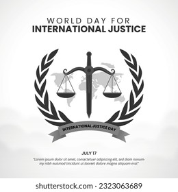 World Day for international justice background with a scale sword