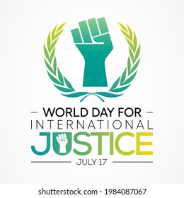 World day for international Justice is a day celebrated throughout the globe on July 17 as part of an effort to recognize the emerging system of international criminal justice. Vector illustration.