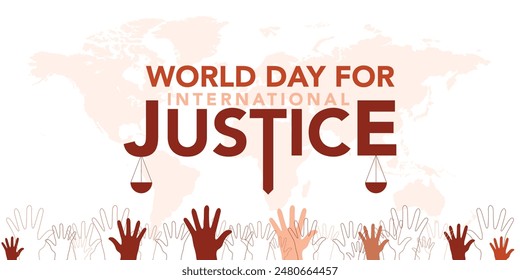 World day for international Justice is a day celebrated throughout the globe on July 17 as part of an effort to recognize the emerging system of international criminal justice. Vector illustration.
