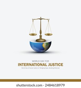 World Day for International Justice creative banner, poster, social media post, postcard, template, background etc. justice creative idea.