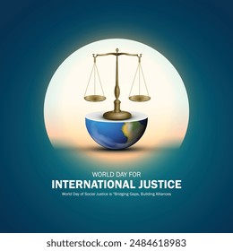 World Day for International Justice creative banner, poster, social media post, postcard, template, background etc. justice creative idea.