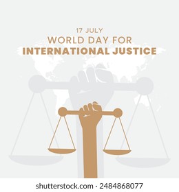 world day for international justice, editable social media post design template, vector illustration, eps file.