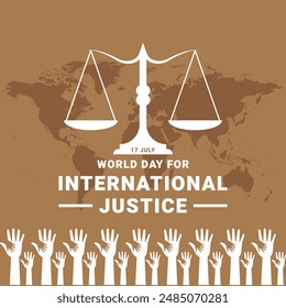 world day for international justice, greeting card, 17 july, justice day held on 17th of July, eps file.