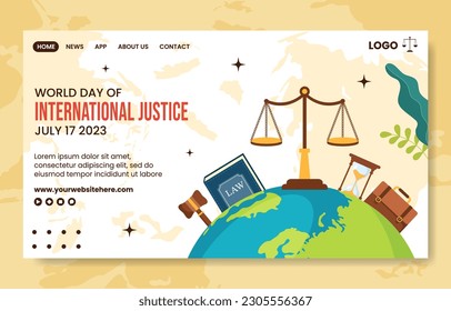 World Day for International Justice Social Media Landing Page Illustration Flat Cartoon Hand Drawn Template