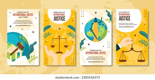 World Day for International Justice Social Media Stories Illustration Cartoon Hand Drawn Templates Background