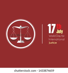 World day for International Justice Vector design with scales and red background