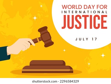 World Day for International Justice Vector Illustration with Earth, Scales or Judge Gavel in Flat Cartoon Hand Drawn to Landing Page Templates