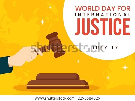 World Day for International Justice Vector Illustration with Earth, Scales or Judge Gavel in Flat Cartoon Hand Drawn to Landing Page Templates