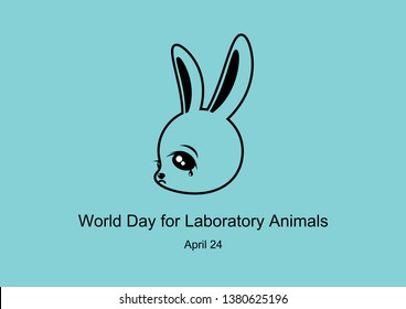 World Day for Laboratory Animals vector. Sad bunny vector. Crying rabbit cartoon character. Against cruelty to animals vector illustration. Stop the cruelty. Stop animal testing. Important day