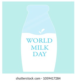 World Day of Milk card. Bottle with milk.