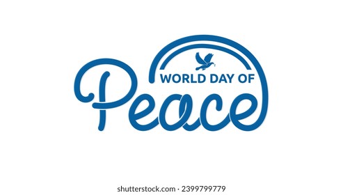 World Day of Peace modern handwritten text calligraphy. Held on 1 January.  Great for dedicated universal peace through handwriting text illustration