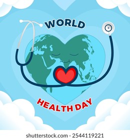 Un cartel del día mundial con un corazón que dice día mundial de la salud