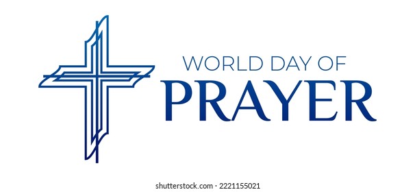 World Day of Prayer Logo Icon Isolated Illustration with Christian Cross