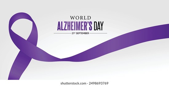 World Alzheimer’s Day purple ribbon vector poster