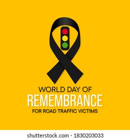 World Day of Remembrance for Road Traffic Victims takes place on the third Sunday in November each year as the appropriate acknowledgment of victims of road traffic crashes and their families. Vector.