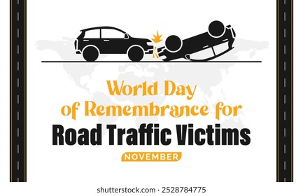 World Day of Remembrance for Road Traffic Victims, Vector illustration, Social media post of Remembrance for Road Traffic Victims, Accident causing death, Car accident on highway