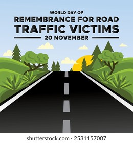 World Day of Remembrance for Road Traffic Victims, 20th November. greeting card, banner, post design.