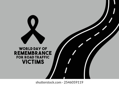 World Day of Remembrance for Road Traffic Victims. Ribbon icon. Road. Eps 10.