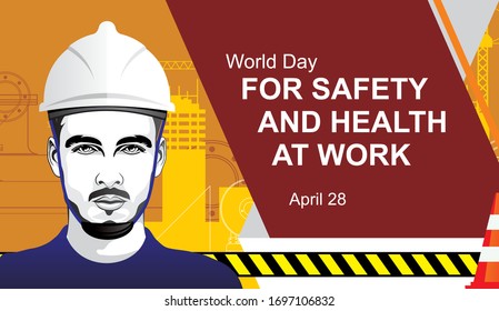World Day for Safety and Health at Work Banner Vector Design.