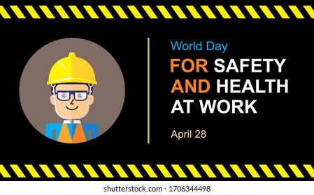 World Day for Safety and Health at work social media greeting card template. Vector banner design.