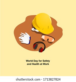 world day for safety and health at work vector to commemorate the day of the workers so that they are always safe at work, the picture has several layers that can be edited