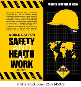 World Day Safety And Health At Work, Poster And Banner