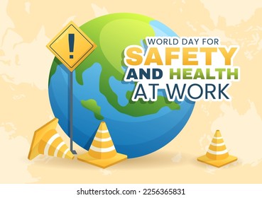 World Day Of Safety and Health at Work on April 28 Illustration with Mechanic Tool in Flat Cartoon Hand Drawn for Web Banner or Landing Page Template