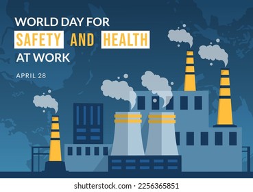 World Day Of Safety and Health at Work on April 28 Illustration with Mechanic Tool in Flat Cartoon Hand Drawn for Web Banner or Landing Page Template