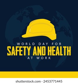 World day for safety and health at work. Vector illustration of work safety helmet. Suitable for templates, web, social media, greeting cards etc