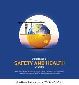 world day for safety and health at work 2025. world day for safety and health at work concept banner, poster, social media post, postcard, background, backdrop, template, web banner, cover design etc.