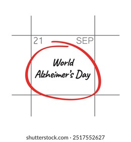 Día Mundial del Alzheimer, 21 de septiembre, - fecha de calendario.