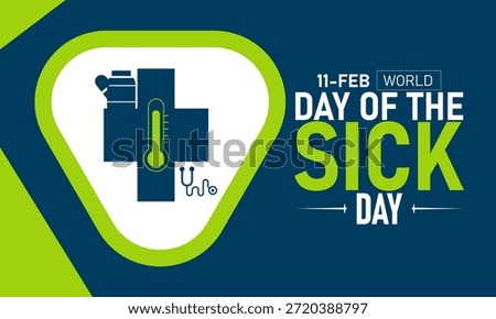 World Day of the Sick Poster Banner and Background Design Template Featuring Our Lady of Lourdes Marian Apparition Hands Prayer Cross Medical Ribbon Illustration for February 11 Faith Health Theme