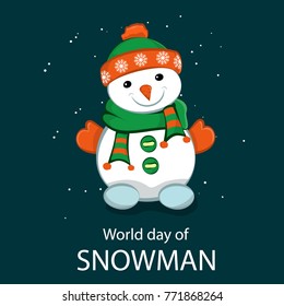 World day of Snowman vector illustration. Lovely Christmas holidays .