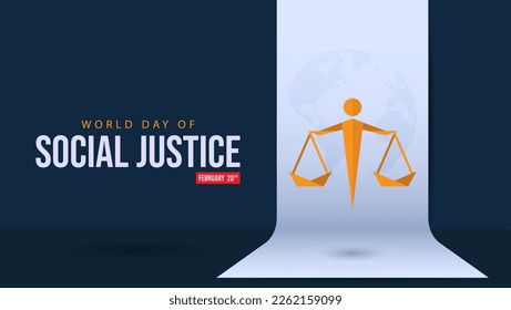 World day of social justice background illustration. Celebrating the day of social justice on February 20. Suitable for banners, web, social media etc