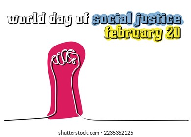 World day of social justice is celebrated every year in february. Basic constructs of just society. Enough injustice already. Raise your voice against injustice and racism. awareness campaign concept.