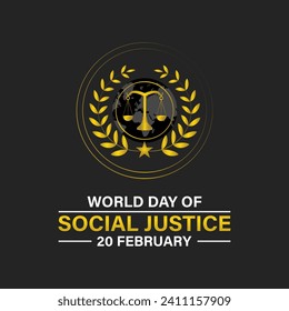 World Day of Social Justice celebrated every year of 20th February, Vector banner, flyer, poster and social medial template design.