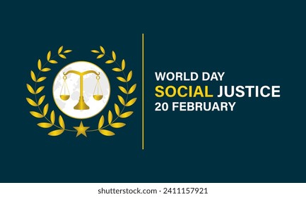 World Day of Social Justice celebrated every year of 20th February, Vector banner, flyer, poster and social medial template design.