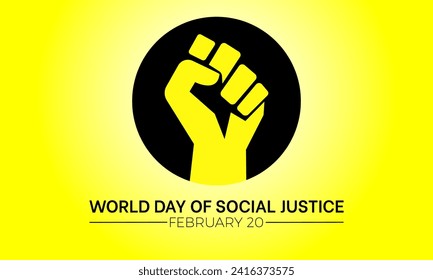 World Day of Social Justice celebrated every year of 20th February, Vector banner, flyer, poster and social medial template design.