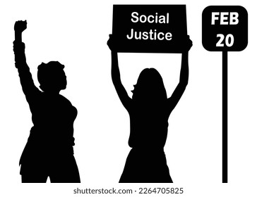 World day of social justice date february 20 vector illustration