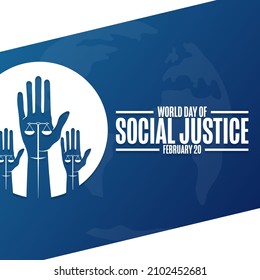 World Day Of Social Justice. February 20. Holiday Concept. Template For Background, Banner, Card, Poster With Text Inscription. Vector EPS10 Illustration