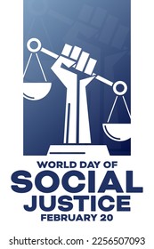 World Day of Social Justice. February 20. Vector illustration. Holiday poster